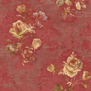 Seabrook Designs OF31101 Olde Francais Red and Yellow Limoges Floral Wallpaper